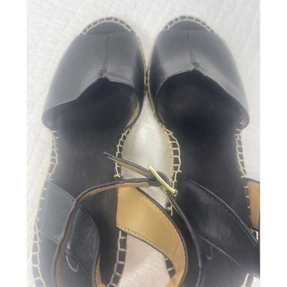 Clarks Black Leather Petrina Selma Ankle Strap Wedge Open Toe Sandal 8M - Picture 10 of 10